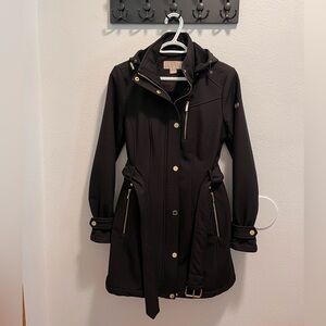 Michael Kors Belted Zip Front Removable Hood Coat w/ Zip Up Pockets